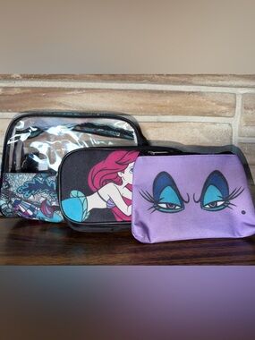 The little mermaid Women’s Cosmetic Pouch Set - Purple, Teal, Black